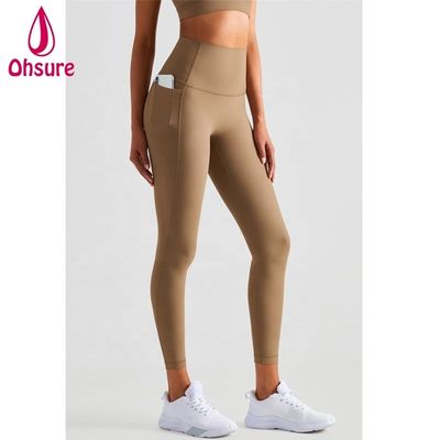 Atmungsaktive Netzläuferhosen mit Tasche Yoga Leggings für Frauen Kompressions-Sportstrumpfhosen