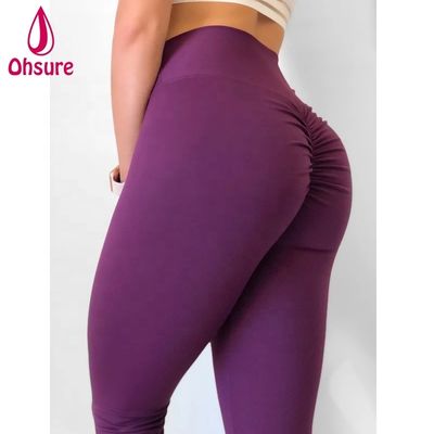 Hochwertige Damen Kompressions-Gymnastik-Tights Scrunch Butt Workout Leggings Kundenspezifische Yoga Leggings High Waist Yoga Hose Nylon Spandex