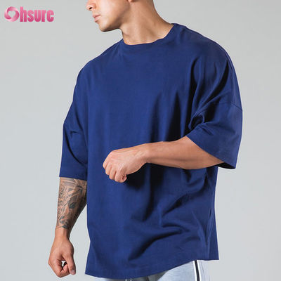 Männer Fitnessstudio Bodybuilding Fitness Loose Casual Männer T-Shirt übergroße Grundstil