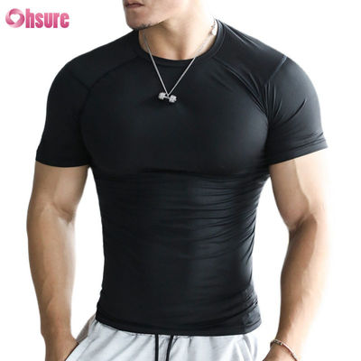 Herren Sportbekleidung Top Sport Schnelltrocknend Eng Anliegend Athletisch Bodybuilding Polyester T-Shirt Herren Fitness Shirt Gym Shirt für Männer