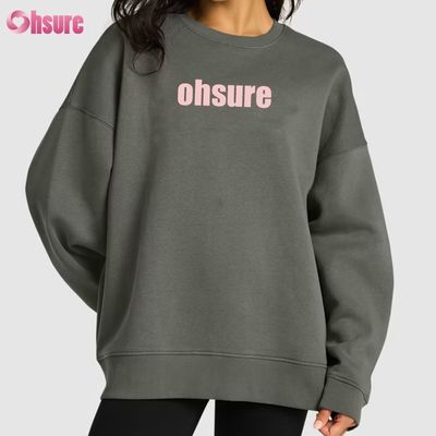 Individuell bedruckter langer Pullover-Sweatshirt für Damen, lässiges, lockeres Design mit Rundhalsausschnitt und Kapuze für Wintersport, Strickstoff