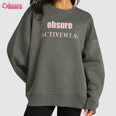 Individuell bedruckter langer Pullover-Sweatshirt für Damen, lässiges, lockeres Design mit Rundhalsausschnitt und Kapuze für Wintersport, Strickstoff