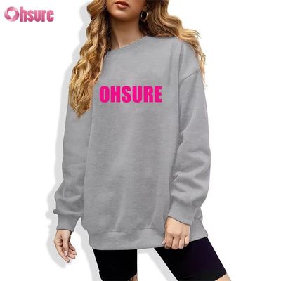 Individuell bedruckter langer Pullover-Sweatshirt für Damen, lässiges, lockeres Design mit Rundhalsausschnitt und Kapuze für Wintersport, Strickstoff