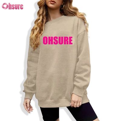 Individuell bedruckter langer Pullover-Sweatshirt für Damen, lässiges, lockeres Design mit Rundhalsausschnitt und Kapuze für Wintersport, Strickstoff