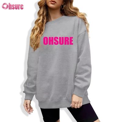 Individuell bedruckter langer Pullover-Sweatshirt für Damen, lässiges, lockeres Design mit Rundhalsausschnitt und Kapuze für Wintersport, Strickstoff