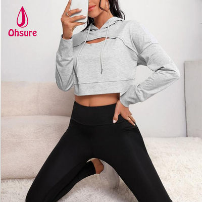 Ohsure Fitness Frauen Loose Casual Herbst Sweatsuit Yoga Grundlegende Drop Schulter Ziehseile Pflanzen Sport Hoodie