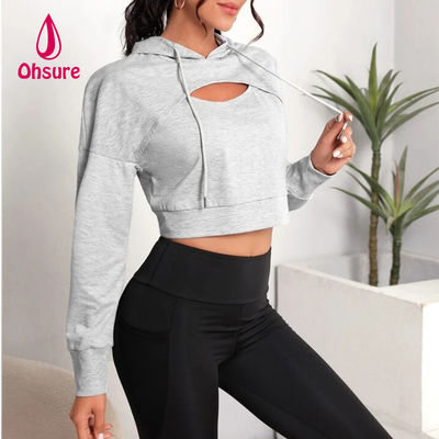 Ohsure Fitness Frauen Loose Casual Herbst Sweatsuit Yoga Grundlegende Drop Schulter Ziehseile Pflanzen Sport Hoodie