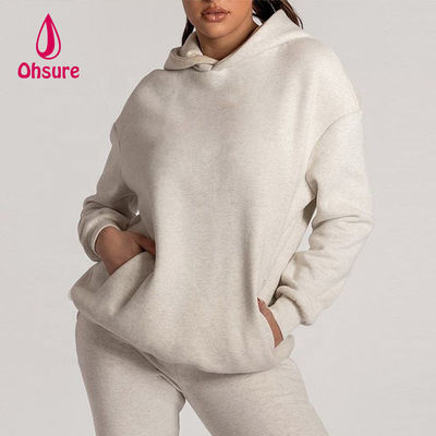 Ohsure Custom Logo Hoodies Frauen einfache bestickte 100% Baumwolle Loose Sweatshirts übergroße Frauen Essentials Hoodies Casual