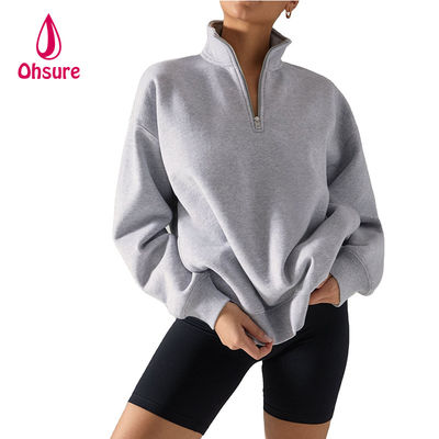 Ohsure Half Zip Pullover 1/4 Zip Sweatshirt Blank Oversized Long Sleeve Sweatshirt Damen Hoodie Custom Cotton Hot Sale Fleece