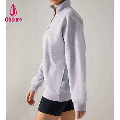 Ohsure Half Zip Pullover 1/4 Zip Sweatshirt Blank Oversized Long Sleeve Sweatshirt Damen Hoodie Custom Cotton Hot Sale Fleece