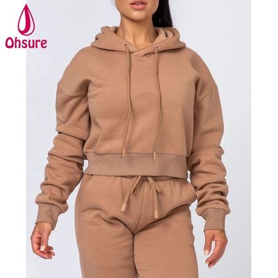 Fitness Wear Frauen Pullover Tops Bio Baumwolle Fleece Sport Hoodies Puff Logo Frauen Training Fitness Hoodies