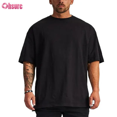 Individuelles Logo Streetwear Heavy T-Shirt Bedruckt Schwarz Baumwolle Schwerer Drop Shoulder Dickes Blanko T-Shirt