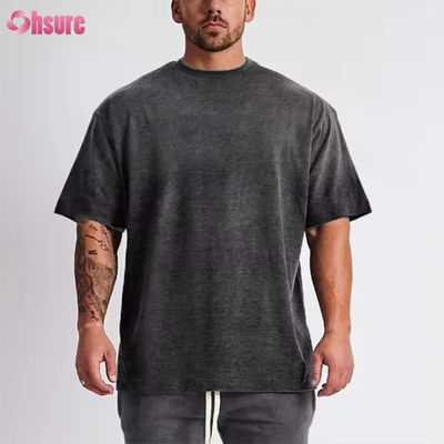 Individuelles Logo Streetwear Heavy T-Shirt Bedruckt Schwarz Baumwolle Schwerer Drop Shoulder Dickes Blanko T-Shirt
