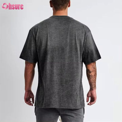 Individuelles Logo Streetwear Heavy T-Shirt Bedruckt Schwarz Baumwolle Schwerer Drop Shoulder Dickes Blanko T-Shirt