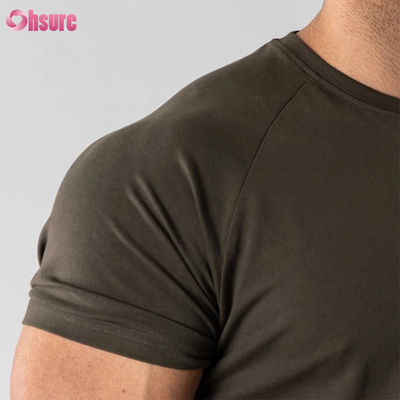 95% Baumwolle, 5% Spandex-Mischung, schlicht, blanko, individuelles Logo, Longline, gebogener Saum, Muskelaufbau, Fitnessstudio, Herren-T-Shirt