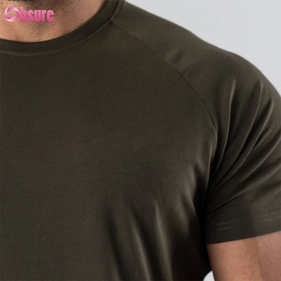 95% Baumwolle, 5% Spandex-Mischung, schlicht, blanko, individuelles Logo, Longline, gebogener Saum, Muskelaufbau, Fitnessstudio, Herren-T-Shirt