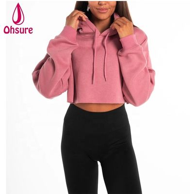 Damen Heavyweight Hoodie Workout Tops Baumwoll-Fleece Pullover Workout Crop Top Oversize Hoodie