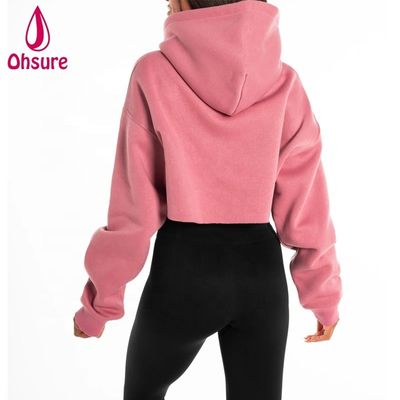Damen Heavyweight Hoodie Workout Tops Baumwoll-Fleece Pullover Workout Crop Top Oversize Hoodie