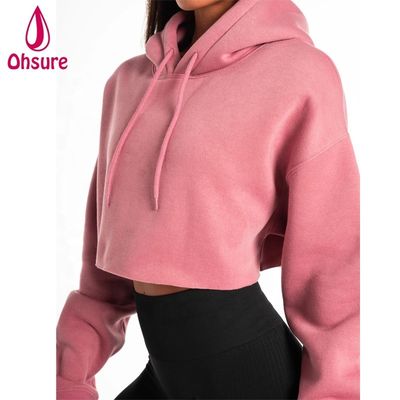 Damen Heavyweight Hoodie Workout Tops Baumwoll-Fleece Pullover Workout Crop Top Oversize Hoodie