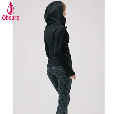 Frauen Leichtgewicht Aktive Leistung Vollverschluss Gym Workout Hoodie Jacke Mit Taschenseite