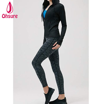 Frauen Leichtgewicht Aktive Leistung Vollverschluss Gym Workout Hoodie Jacke Mit Taschenseite