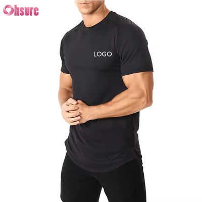 Großhandel US Größe Fitnessbekleidung Männer Fitness Sport T-Shirts Atemberaubend Hohe Elastizität Schnell trocknen Laufen Slim Fit T-Shirts