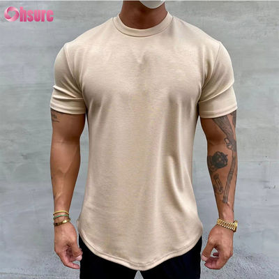 Hoch elastisches Baumwoll-Training, lockere Passform, Muskel-Fitness-Herren-Sport-T-Shirt, Gym-T-Shirt, Siebdruck, entspannte Passform T-Shirt