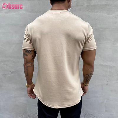 Hoch elastisches Baumwoll-Training, lockere Passform, Muskel-Fitness-Herren-Sport-T-Shirt, Gym-T-Shirt, Siebdruck, entspannte Passform T-Shirt