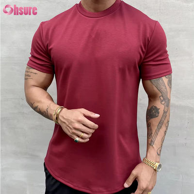 Hoch elastisches Baumwoll-Training, lockere Passform, Muskel-Fitness-Herren-Sport-T-Shirt, Gym-T-Shirt, Siebdruck, entspannte Passform T-Shirt