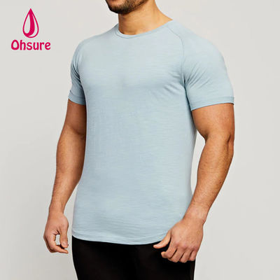 Sportbekleidung aus Bambusstoff, Raglanärmel, Rundhalsausschnitt, Muskel-Leichtgewicht-Workout-T-Shirts für Herren