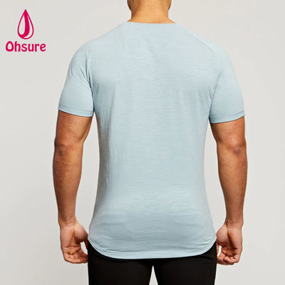Sportbekleidung aus Bambusstoff, Raglanärmel, Rundhalsausschnitt, Muskel-Leichtgewicht-Workout-T-Shirts für Herren