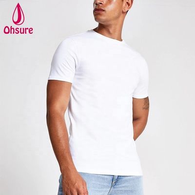 Benutzerdefiniertes Logo Muskel Slim Fit Gym T-Shirt 95% Bambus 5% Spandex Bodybuilding Fitness Tee Herren Sport Weißes T-Shirt