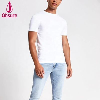 Benutzerdefiniertes Logo Muskel Slim Fit Gym T-Shirt 95% Bambus 5% Spandex Bodybuilding Fitness Tee Herren Sport Weißes T-Shirt