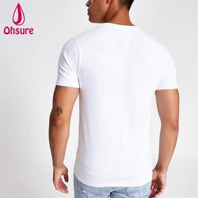 Benutzerdefiniertes Logo Muskel Slim Fit Gym T-Shirt 95% Bambus 5% Spandex Bodybuilding Fitness Tee Herren Sport Weißes T-Shirt