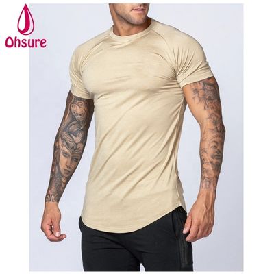 Gymnastik-Übung Tragen für Männer Bambus T-Shirt Sport Shirt Training Kurzärme Drucken Casual Print Muster Strickmuskel Unterstützung