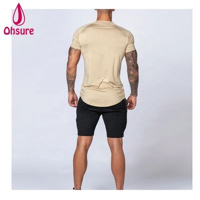 Gymnastik-Übung Tragen für Männer Bambus T-Shirt Sport Shirt Training Kurzärme Drucken Casual Print Muster Strickmuskel Unterstützung