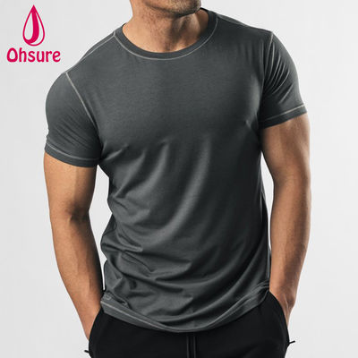 OEM Custom Logo Schnell Trocknendes Zick-Zack-Nähte Sport-Top Muskel-Fit Herren Fitnessstudio Training Herrenhemden Blanko Casual Bedruckt
