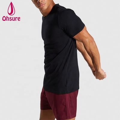 Schmale Passform Baumwolle Spandex Herren Gymnastik T-Shirt Bodybuilding T-Shirt Workout Kleidung Hochwertig Maßgeschneidert für Herren Casual Bedruckt