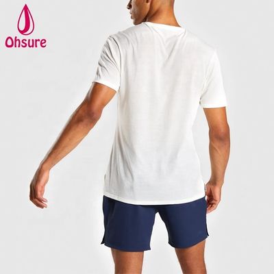 Regelmäßige Slim Fit Crew Hals Männer Fitness-T-Shirt Muskeln tragen Mann entspannte Sport-T-Shirt mit Seiten Spalten Plain Casual gedruckt