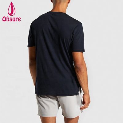 Regelmäßige Slim Fit Crew Hals Männer Fitness-T-Shirt Muskeln tragen Mann entspannte Sport-T-Shirt mit Seiten Spalten Plain Casual gedruckt