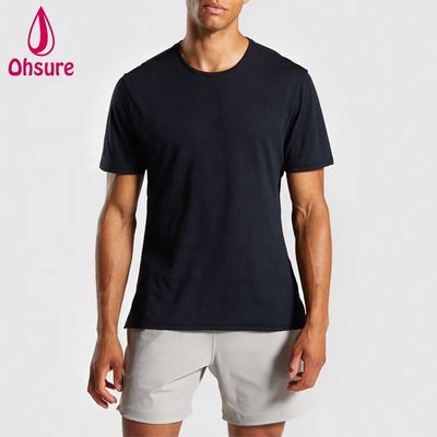 Regelmäßige Slim Fit Crew Hals Männer Fitness-T-Shirt Muskeln tragen Mann entspannte Sport-T-Shirt mit Seiten Spalten Plain Casual gedruckt