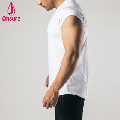 Printdruck Ärmelloses T-Shirt Roher Schnitt Arm Herren Workout Kleidung Training Gym Top Herren T-Shirts Casual Blank T-Shirt Blank Shirts