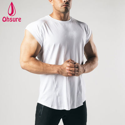 Printdruck Ärmelloses T-Shirt Roher Schnitt Arm Herren Workout Kleidung Training Gym Top Herren T-Shirts Casual Blank T-Shirt Blank Shirts