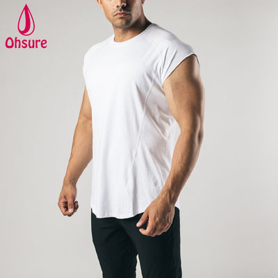 Printdruck Ärmelloses T-Shirt Roher Schnitt Arm Herren Workout Kleidung Training Gym Top Herren T-Shirts Casual Blank T-Shirt Blank Shirts