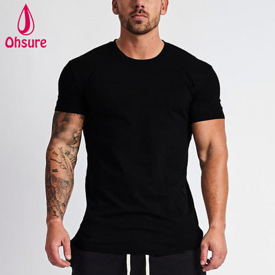 Hochwertiges Sommer Herren Sport Gymnastik Laufen Schnelltrocknendes Schwarzes Herren Einfarbiges Fitness-T-Shirt