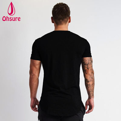 Hochwertiges Sommer Herren Sport Gymnastik Laufen Schnelltrocknendes Schwarzes Herren Einfarbiges Fitness-T-Shirt
