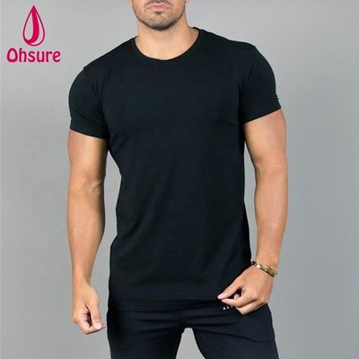 Custom Print Sport Kurzärme Männer Workout Fitnessstudio T-Shirt Fitnessstudio Kompression Schwarz Casual Print Muster gestrickt OEM
