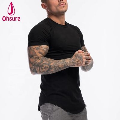 Individuelles Baumwoll-Spandex Fitness Herren Gymnastik T-Shirt Kleidung Armeegrün Kurzarm Einfarbiges Workout T-Shirt Herren