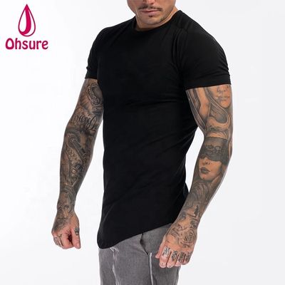 Individuelles Baumwoll-Spandex Fitness Herren Gymnastik T-Shirt Kleidung Armeegrün Kurzarm Einfarbiges Workout T-Shirt Herren