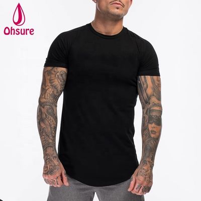Individuelles Baumwoll-Spandex Fitness Herren Gymnastik T-Shirt Kleidung Armeegrün Kurzarm Einfarbiges Workout T-Shirt Herren